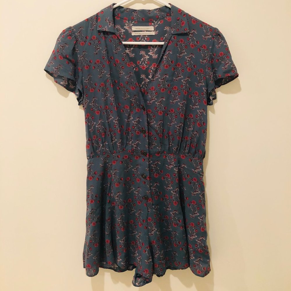 Uo Teal Button Down Romper (Xsmall) - image 3